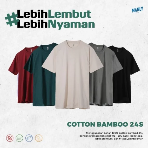 [ ANTI BAKTERI ] Kaos Polos Katun Bambu 24S / Kaos Polos Cotton Bamboo - Gambar 5