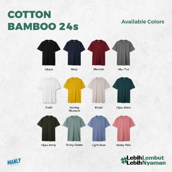[ ANTI BAKTERI ] Kaos Polos Katun Bambu 24S / Kaos Polos Cotton Bamboo